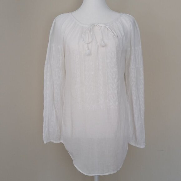 Nanette Lepore Swim Cover Up Tunic Embroidered Semi-sheer White Size XS - Picture 2 of 10